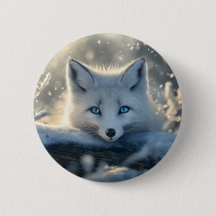 Arktischer Fox mit mesmerisierenden blauen Augen Button