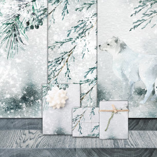 Arktischer Fuchs in einem stürmischen Winterschne Geschenkpapier Set