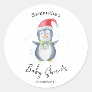 Arktischer Pinguin - Babyparty Runder Aufkleber