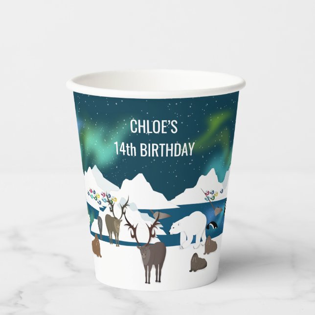 Arktischer Polar Bear Reindeer Walrus Orca Narwhal Pappbecher (Vorderseite)