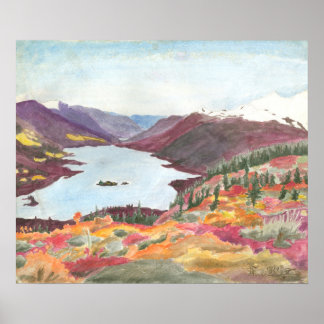 Arktischer See im Herbst Farbe Wasser: Poster