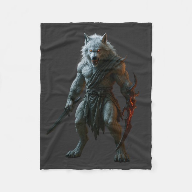 Arktischer Werwolf Fleecedecke (Vorderseite)