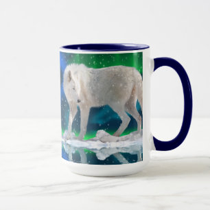 Arktischer Wolf, Aurora & Snow Wildlife Art Tasse 