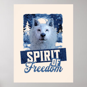 Arktischer Wolf Geist der Freiheit Wildlife Design Poster