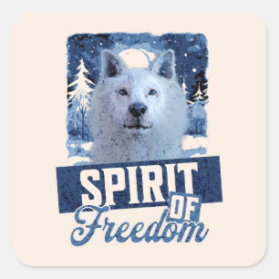 Arktischer Wolf Geist der Freiheit Wildlife Design Quadratischer Aufkleber