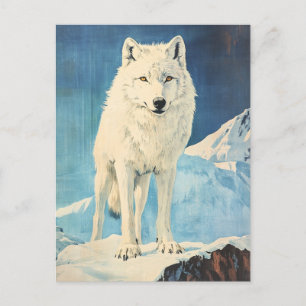 Arktischer Wolf im Vintage-Stil Postkarte