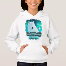 Arktischer Wolf und zauberhafte Nacht mit Nordlich Hoodie