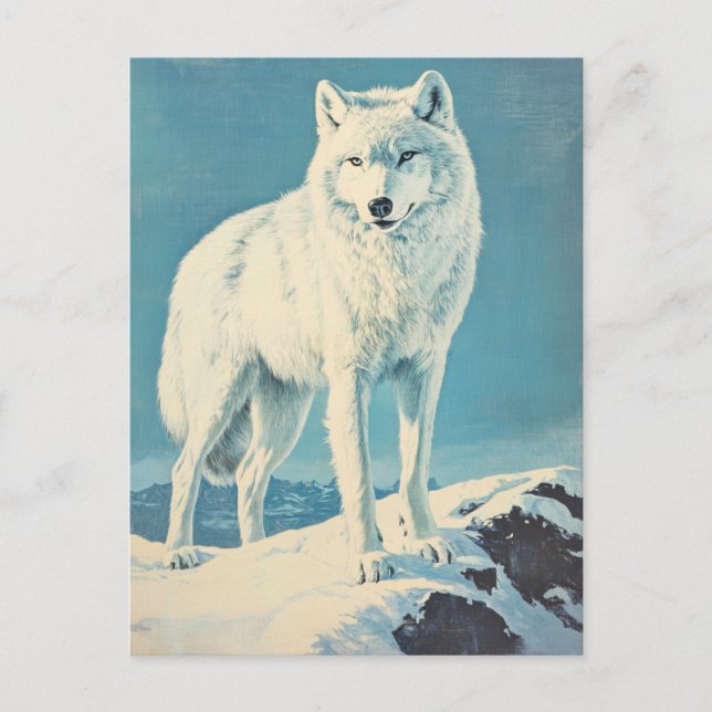 Arktischer Wolf Vintag Postkarte (Vorderseite)