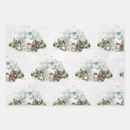 Arktisches Abenteuer im Nordlichtwald Geschenkpapier Set