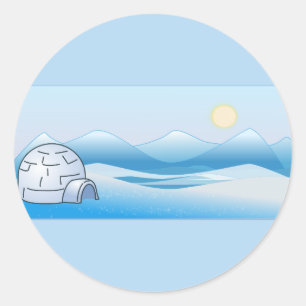 Arktisches Iglu-Blau Runder Aufkleber