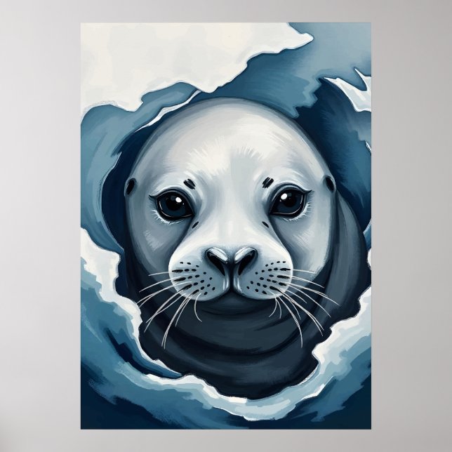 Arktisches Siegel Nah-up - Winter Wildtier Poster (Vorne)