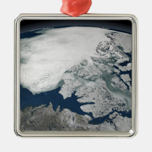 Arktisches Treibeis über Nordamerika Silbernes Ornament