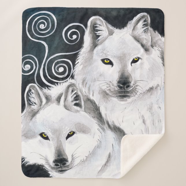Arktisches Wolf-Aquarell Sherpadecke (Vorderseite)