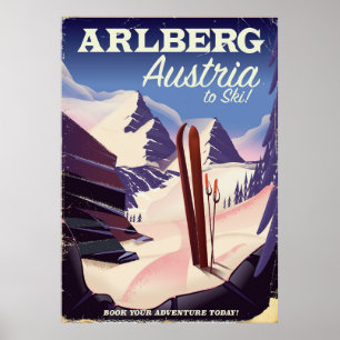Arlberg Autriche affiche de voyage ski