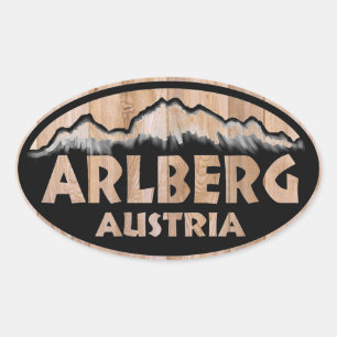 Arlberg Autriche en bois signe ovales autocollants