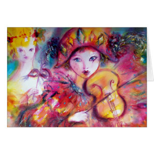 Arlecchino spielt Geige und Colombina