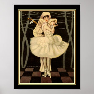 Arlequin Art Déco Imprimer - "Pierrot & Pierrette"