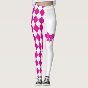 Arlequin blanc rose Diamond Mardi Gras Leggings