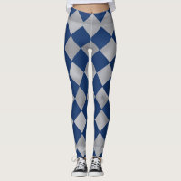 Arlequin bleu et Argent Patterned Leggings
