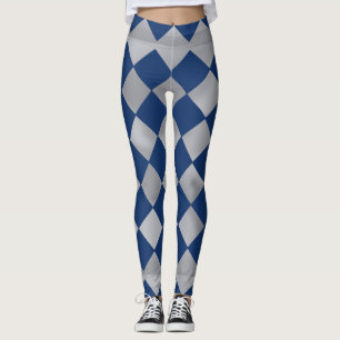 Arlequin bleu et Argent Patterned Leggings