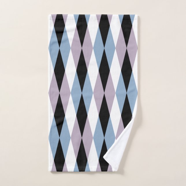 Arlequin Diamond Motif - Bleu et Dusty Lilac (Serviette à main)