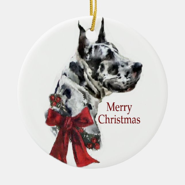 Arlequin Grand Danois Cadeaux de Noël Ornement (Devant)