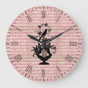 Arlequin Harpe Oiseau Silhouette Horloge murale
