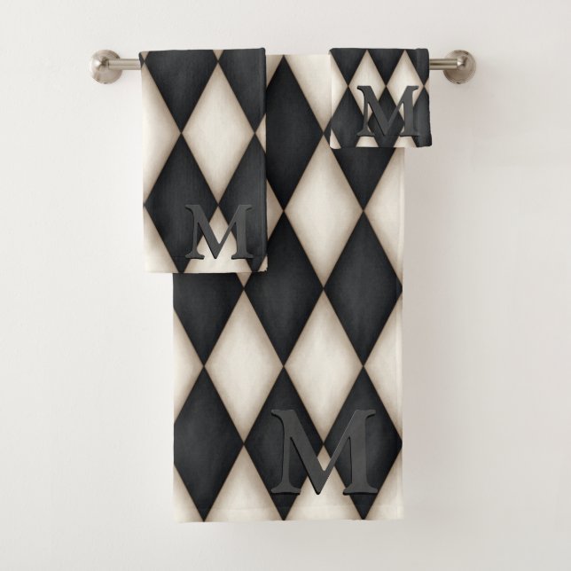 Arlequin noir et blanc Dramatique 3-D Monogramme (En situation)