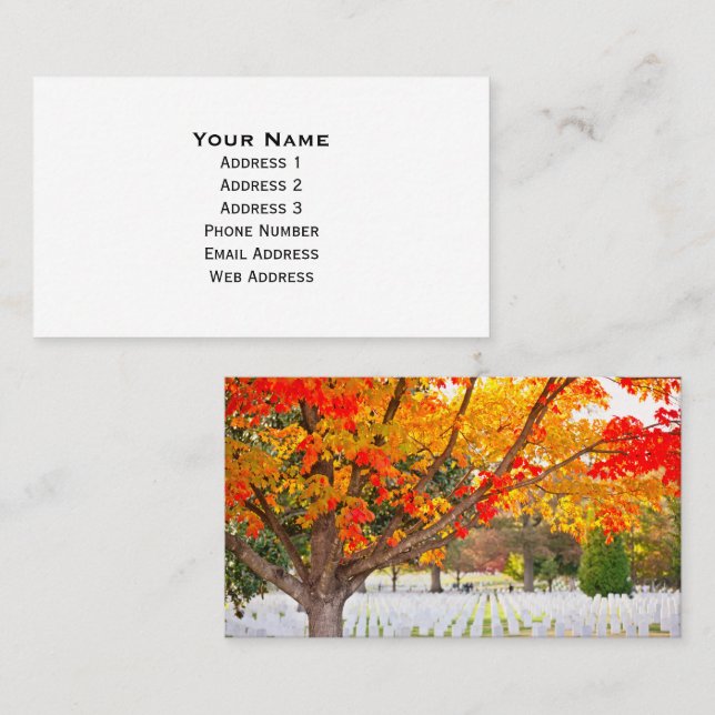 Arlington National Friedhof im Herbst Visitenkarte (Vorne/Hinten)