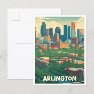 Arlington Texas Art Vintage Reise Illustration Postkarte