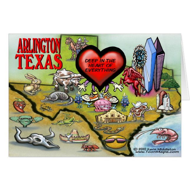 Arlington Texas Cartoon Map (Vorderseite (Horizontal))