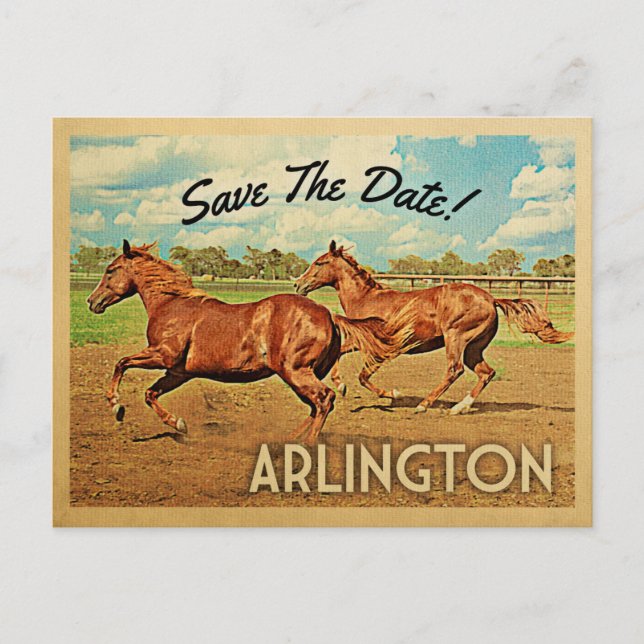 Arlington Texas Save the Date Pferde Ankündigungspostkarte (Vorderseite)