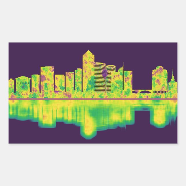 Arlington Texas Skyline Rechteckiger Aufkleber (Vorderseite)