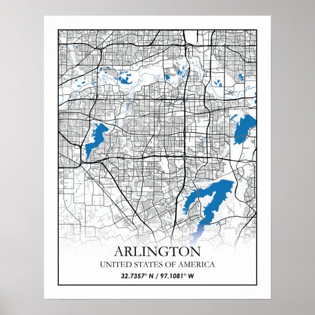 Arlington Texas USA City Travel City Map Poster (Vorne)