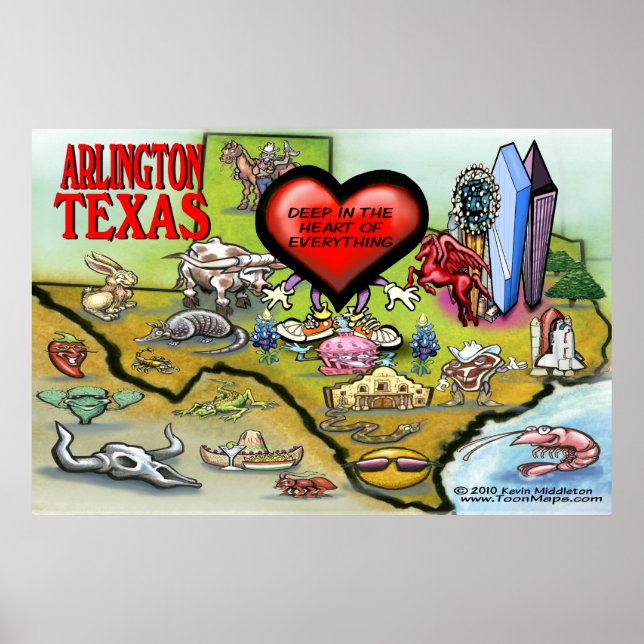 Arlington TX Karte Poster (Vorne)