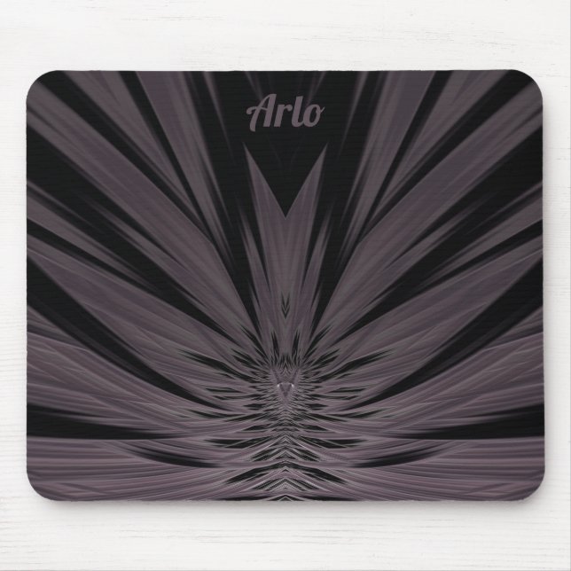 ARLO ~ Schwarzes und Graues Fraktal Muster ~ Mousepad (Vorne)