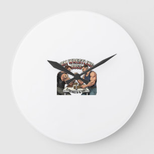 Arm Wrestling Boss - Retro Stärke und Grit Art Große Wanduhr