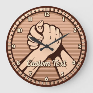 Arm wrestling Bronze Große Wanduhr