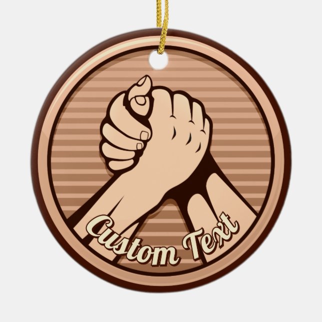 Arm Wrestling Bronze Keramikornament (Vorne)