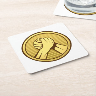 Arm Wrestling Gold Rechteckiger Pappuntersetzer