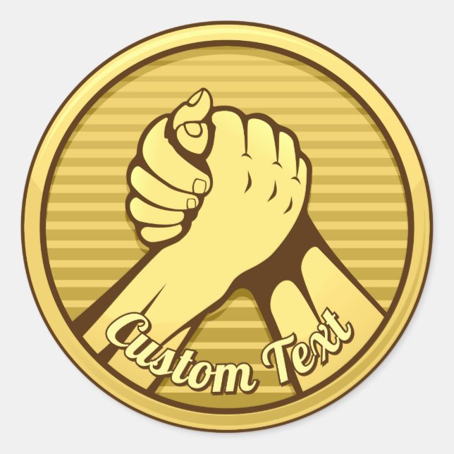 Arm Wrestling Gold Runder Aufkleber (Vorderseite)
