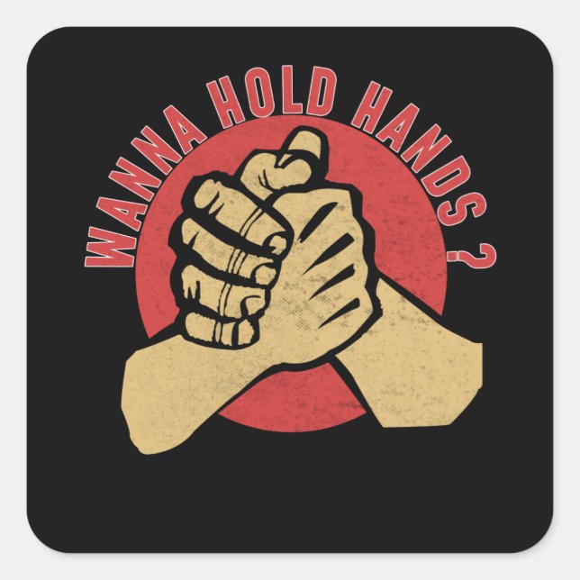 Arm-Wrestling-Holding-Hände Quadratischer Aufkleber (Vorderseite)