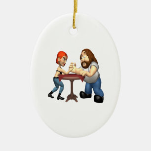 Arm-Wrestling Keramikornament