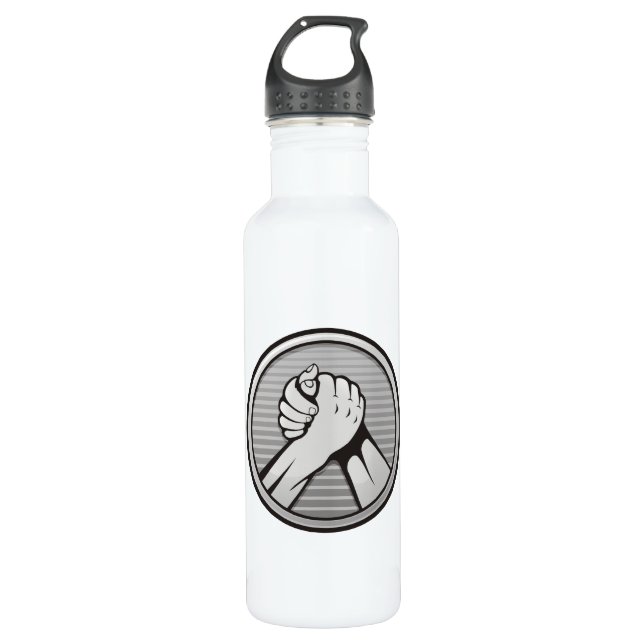 Arm Wrestling Silver Edelstahlflasche (Vorderseite)