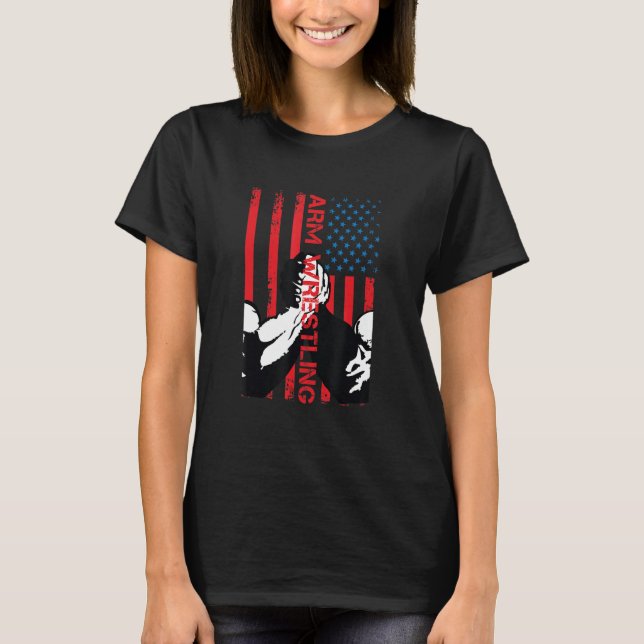 Arm Wrestling Usa Flag T-Shirt (Vorderseite)