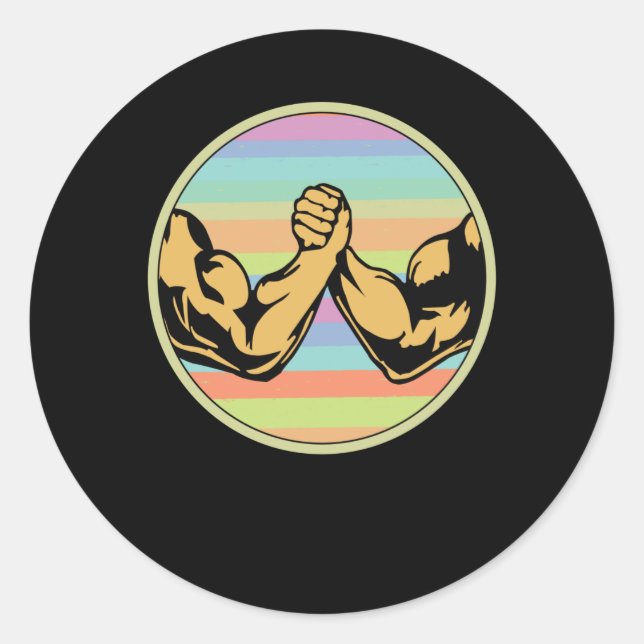 Arm-Wrestling Vintag Runder Aufkleber (Vorderseite)