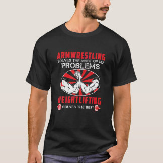 Arm Wrestling Weightfting Barbell USA Flag T-Shirt