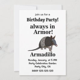 Armadillo Animal Funny Birthday Party Einladung