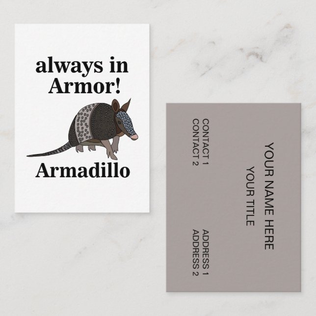 Armadillo Animal Funny  Visitenkarte (Vorne/Hinten)