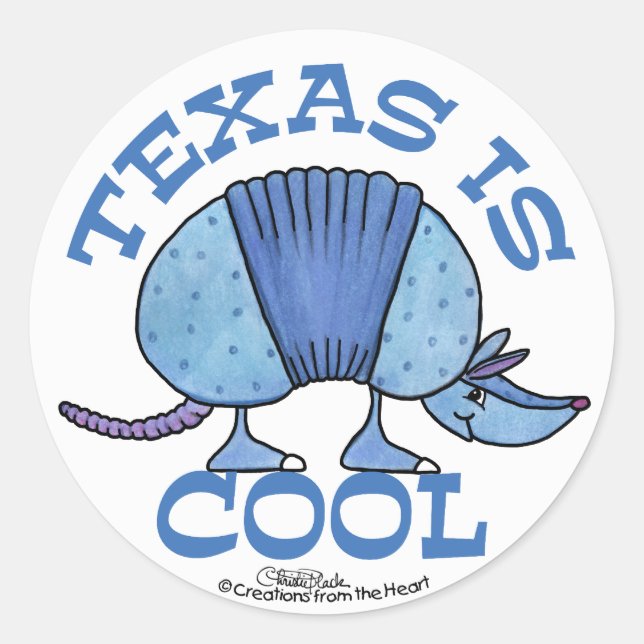 Armadillo Blue-Texas ist Cool Runder Aufkleber (Vorderseite)